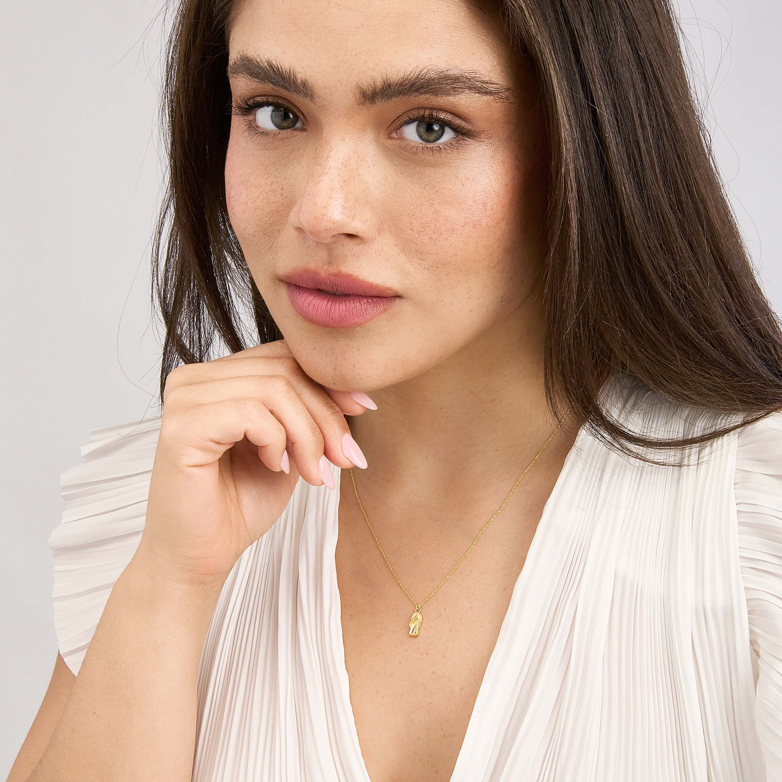 14K Gold Flip Flop Pendant Necklace