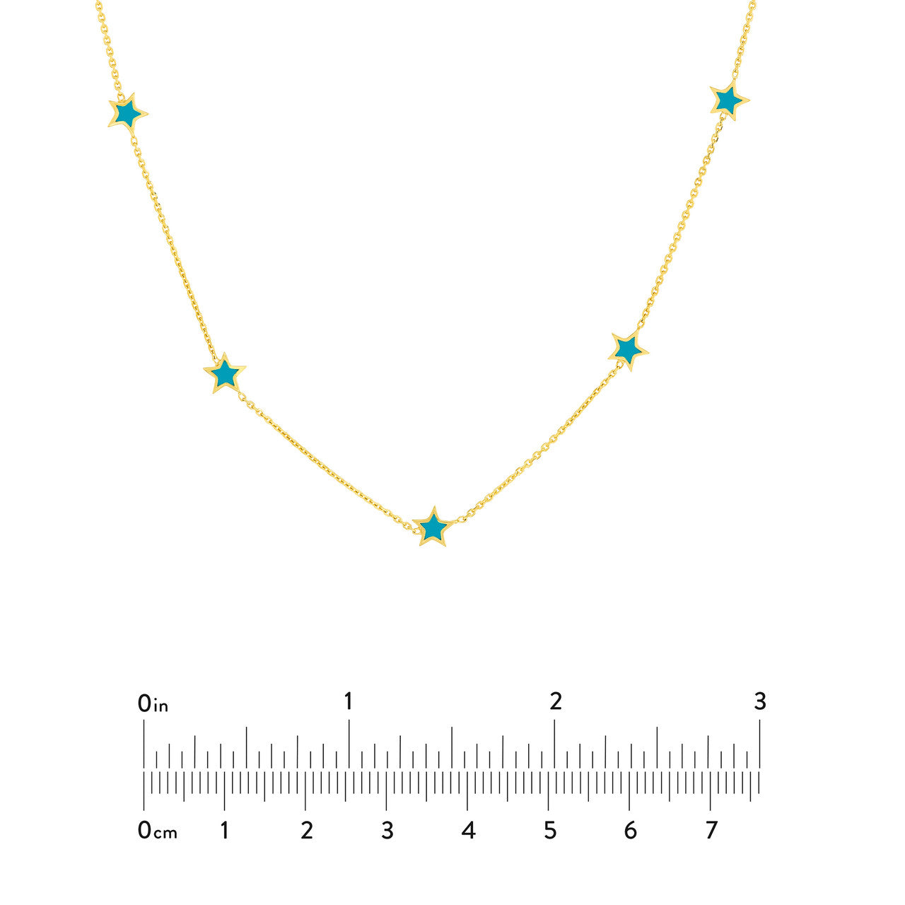 Seven Teal Enamel Mini Stars Necklace 5