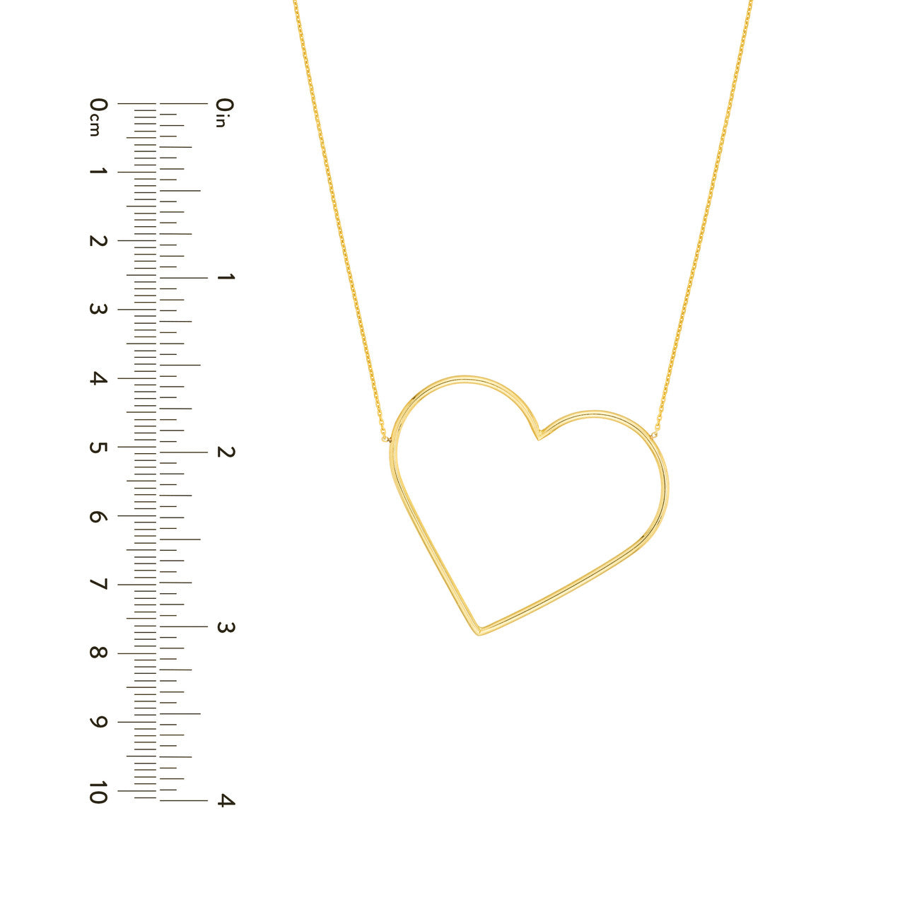 Slanted Oversized Wire Heart Adjustable Necklace 5