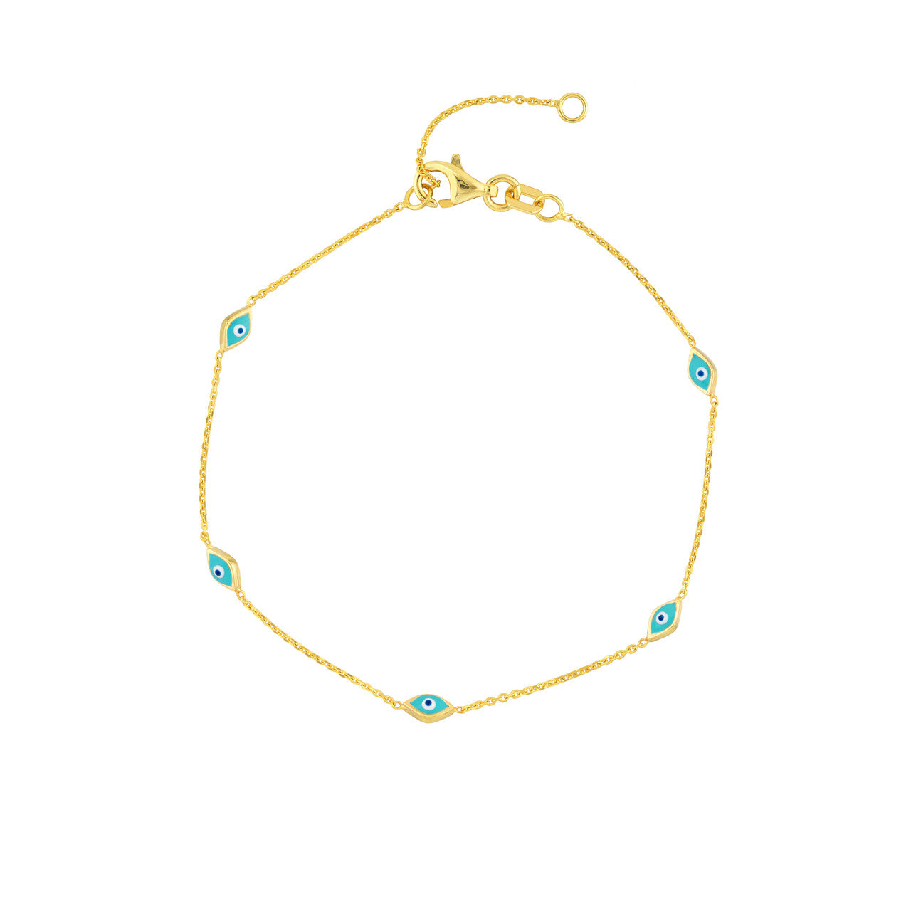 14K gold enamel evil eye station chain necklace
