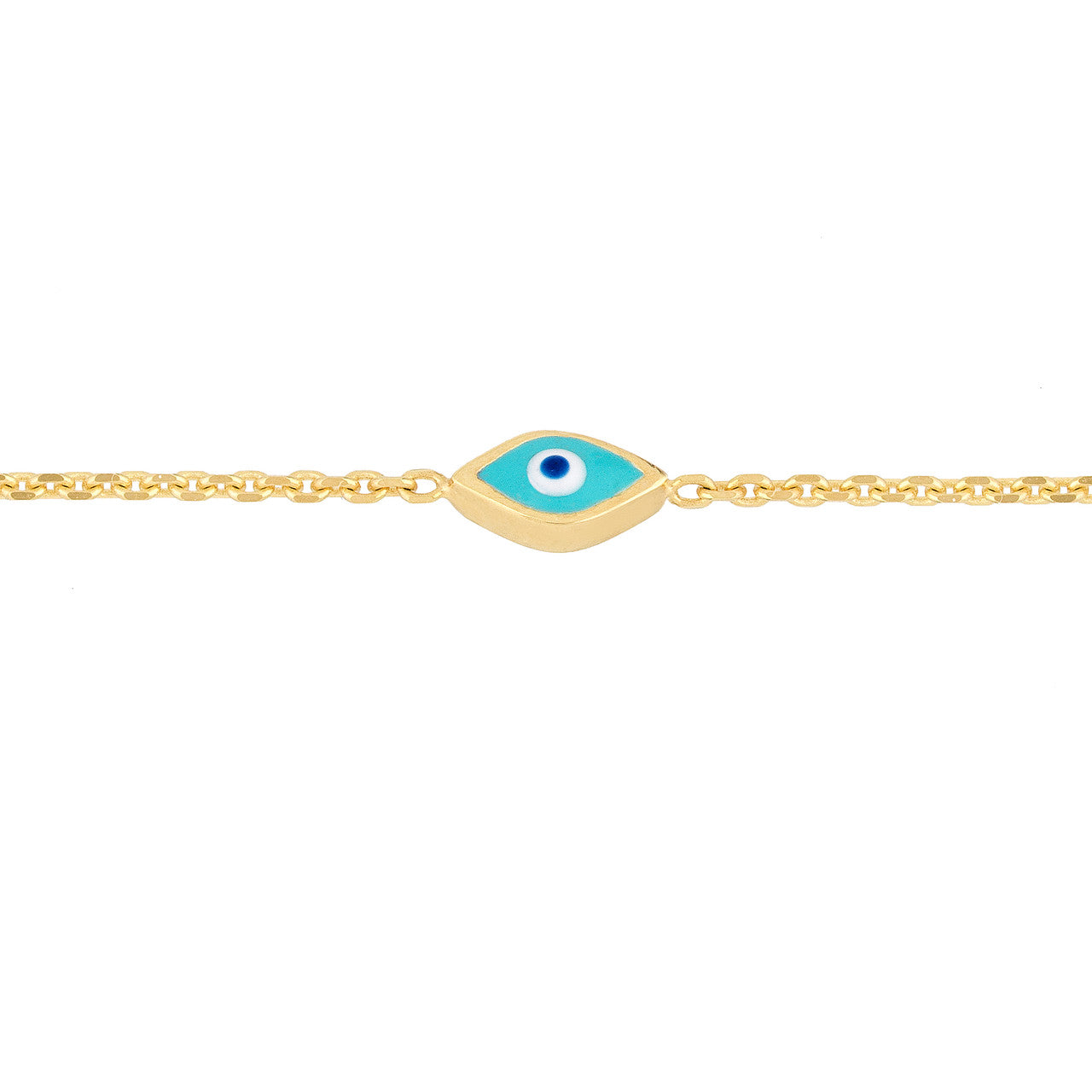 14K gold enamel evil eye station chain, alternate view