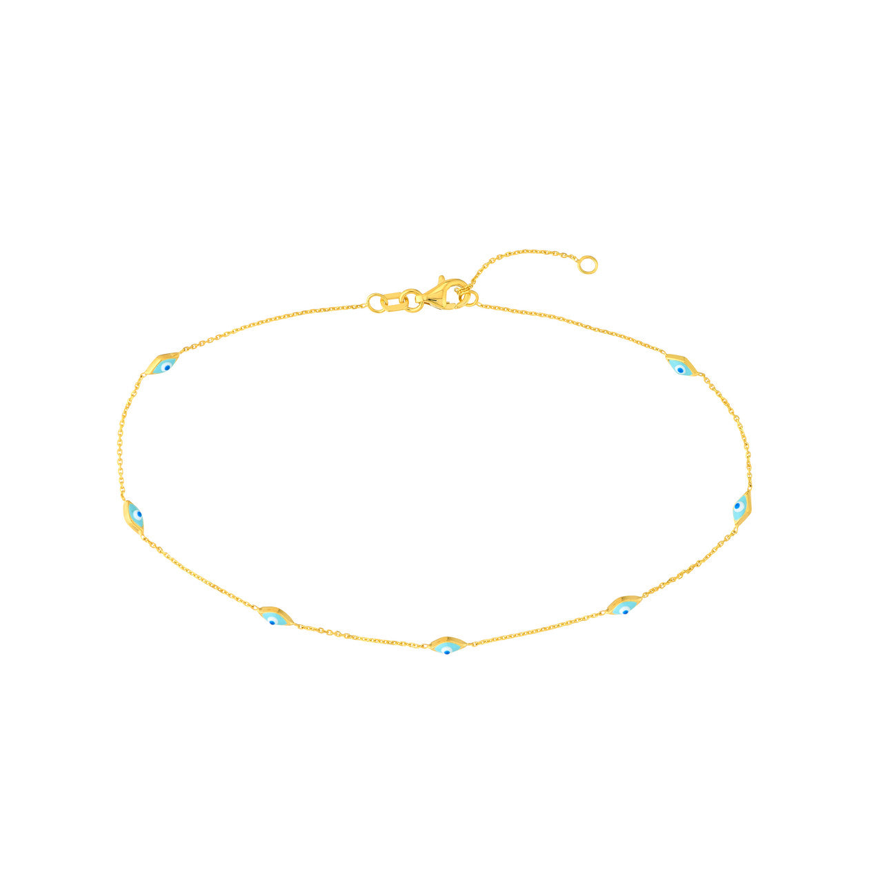 14K gold enamel evil eye station chain, additional view