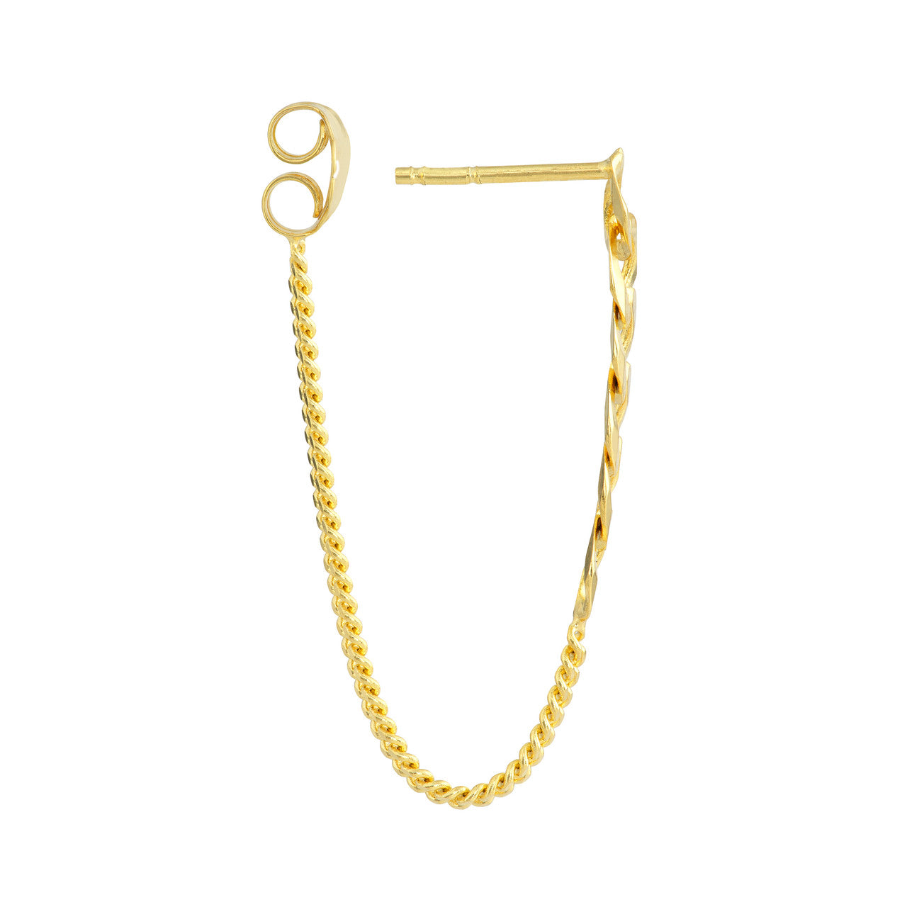 Simple 50/50 curb chain front-to-back earrings by My Store, featuring a sleek design and elegant shine.