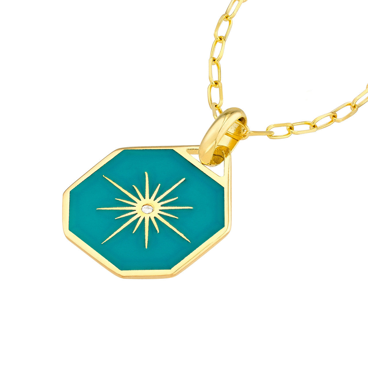 Star Teal Enamel Octagon Medallion 2