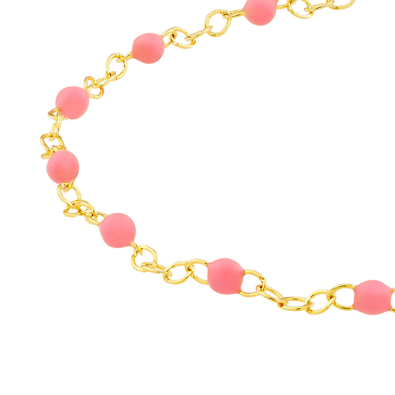 Baby pink enamel bead chain bracelet by My Store, featuring a simple design with smooth, round beads.