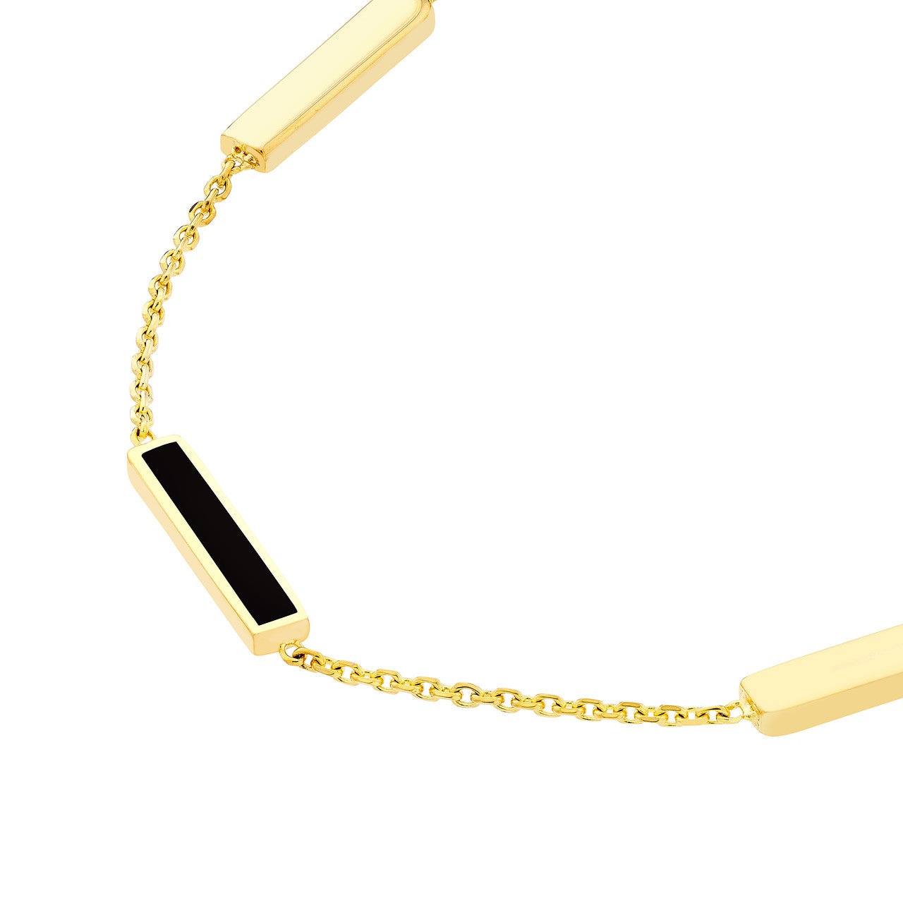 14K gold black enamel bar bracelet, alternate view