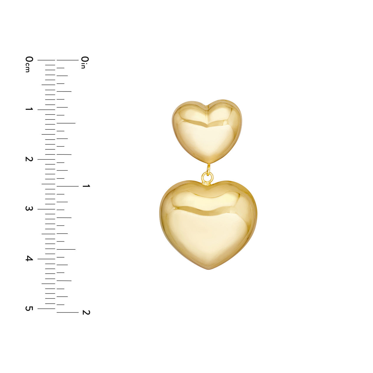 Simple puff heart drops earrings by My Store, featuring a delicate heart design in a shiny finish.