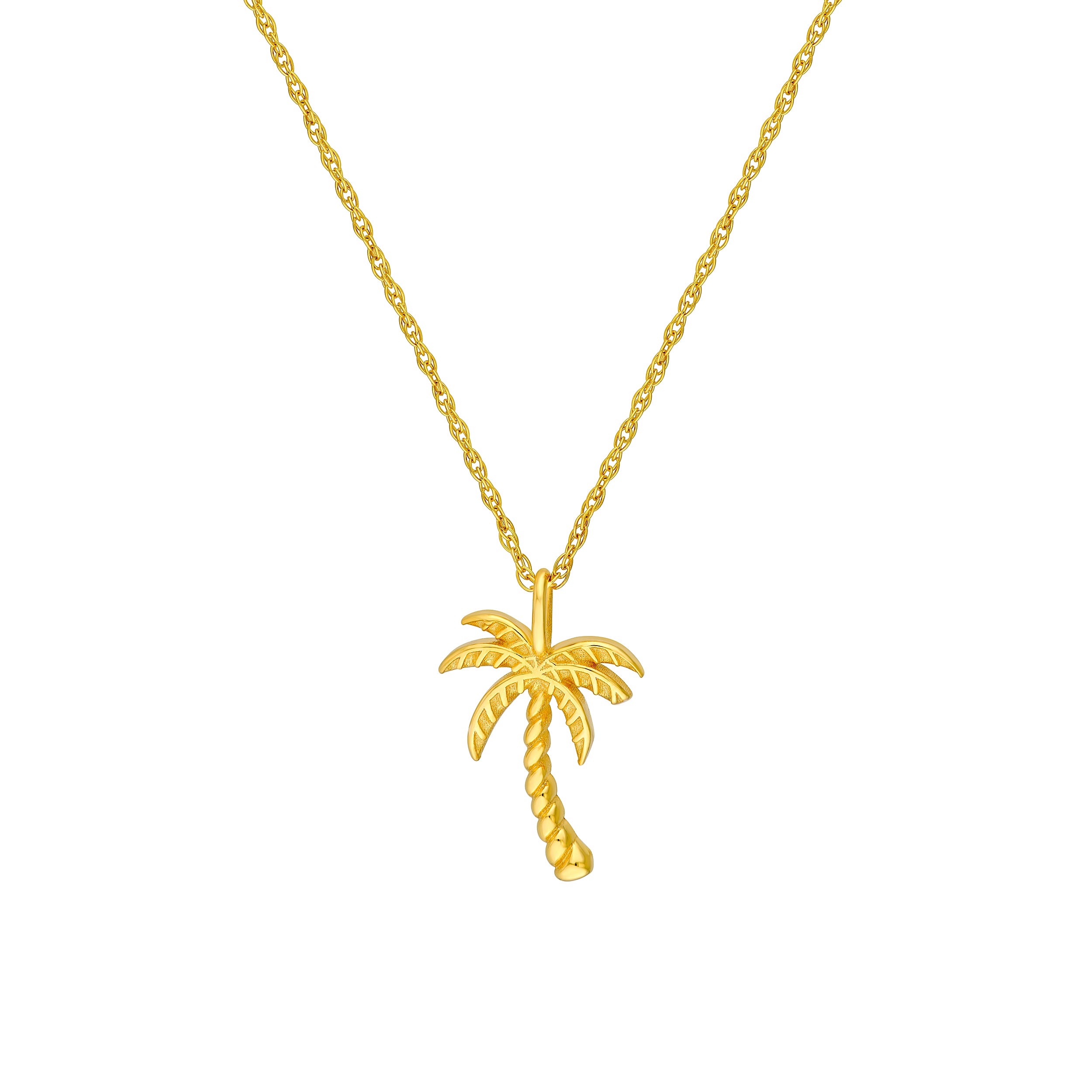 14K gold palm tree pendant necklace