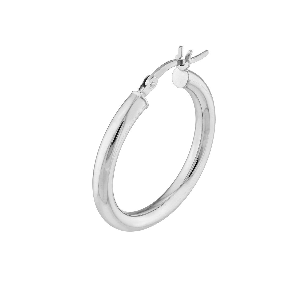 Polished 3mm hoop earrings in silver, showcasing a sleek, elegant design perfect for everyday wear.