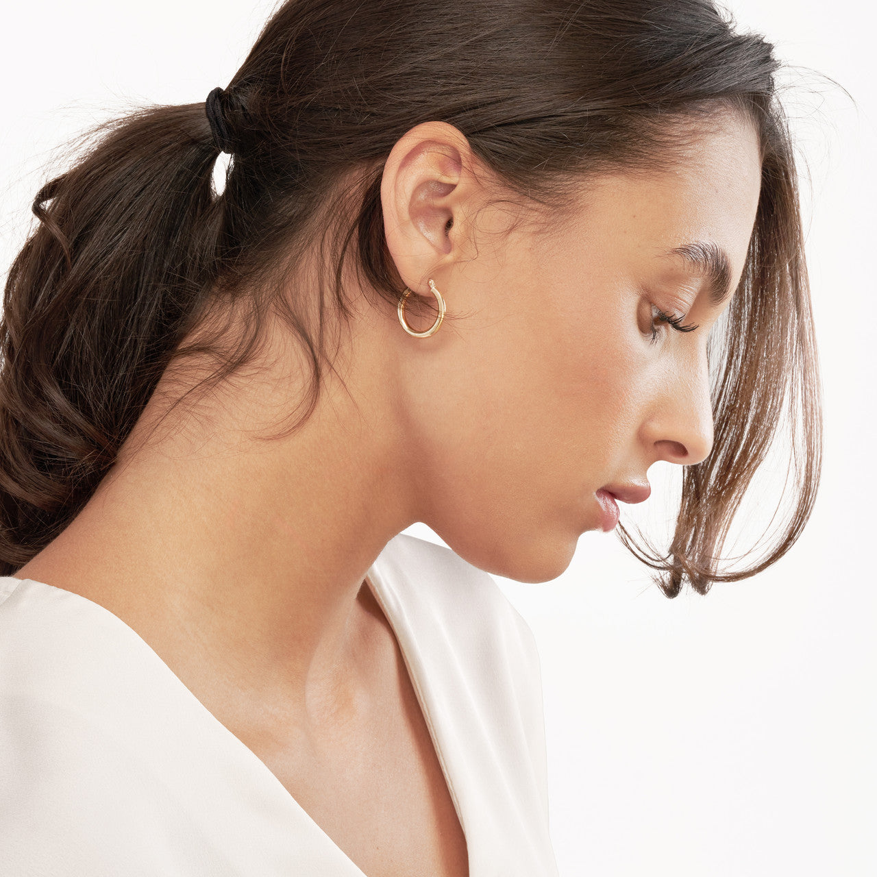 3mm polished hoop earrings with a shiny finish, showcasing a sleek and elegant design by My Store.