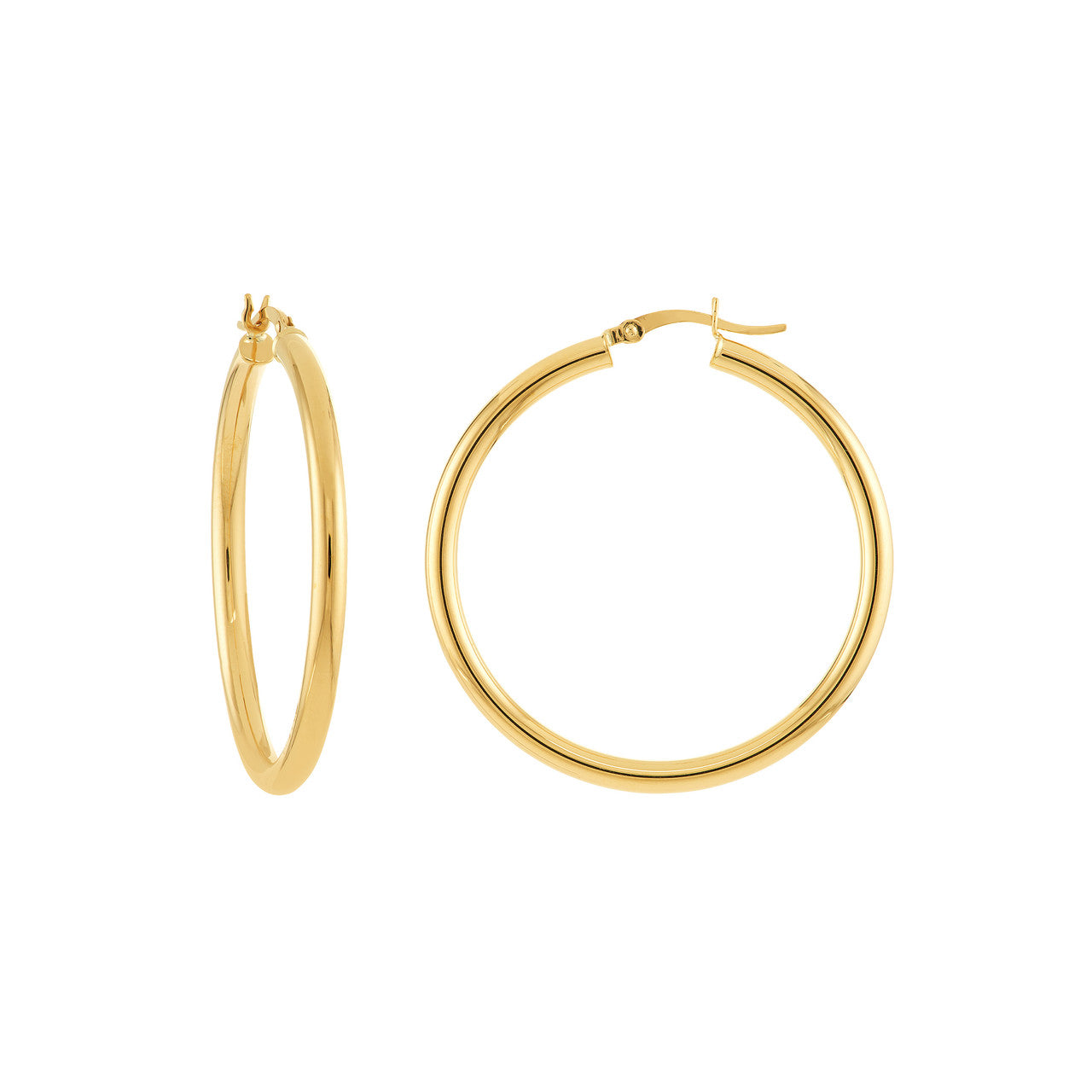 3mm polished hoop earrings in silver, featuring a sleek, shiny finish and a classic design for everyday wear.
