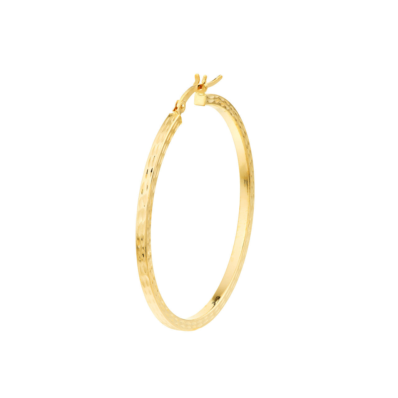 Textured 40mm square hoop earrings in a simple design by My Store, showcasing a stylish metallic finish.
