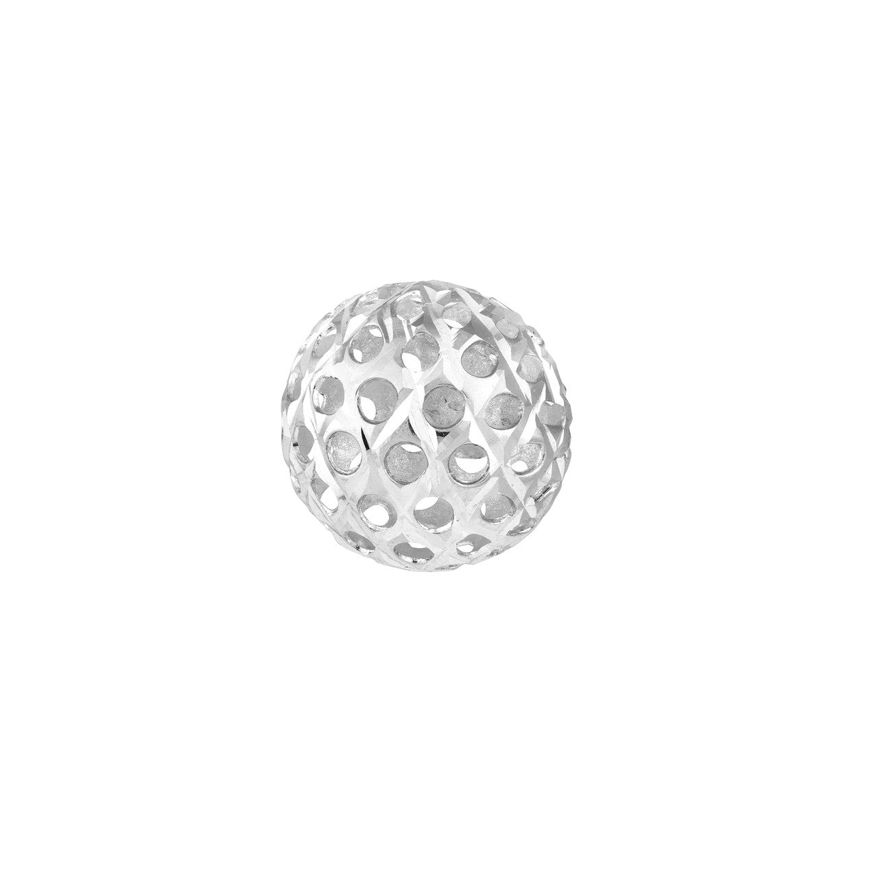8mm hollow laser ball stud earrings in silver, showcasing a modern geometric design and polished finish.
