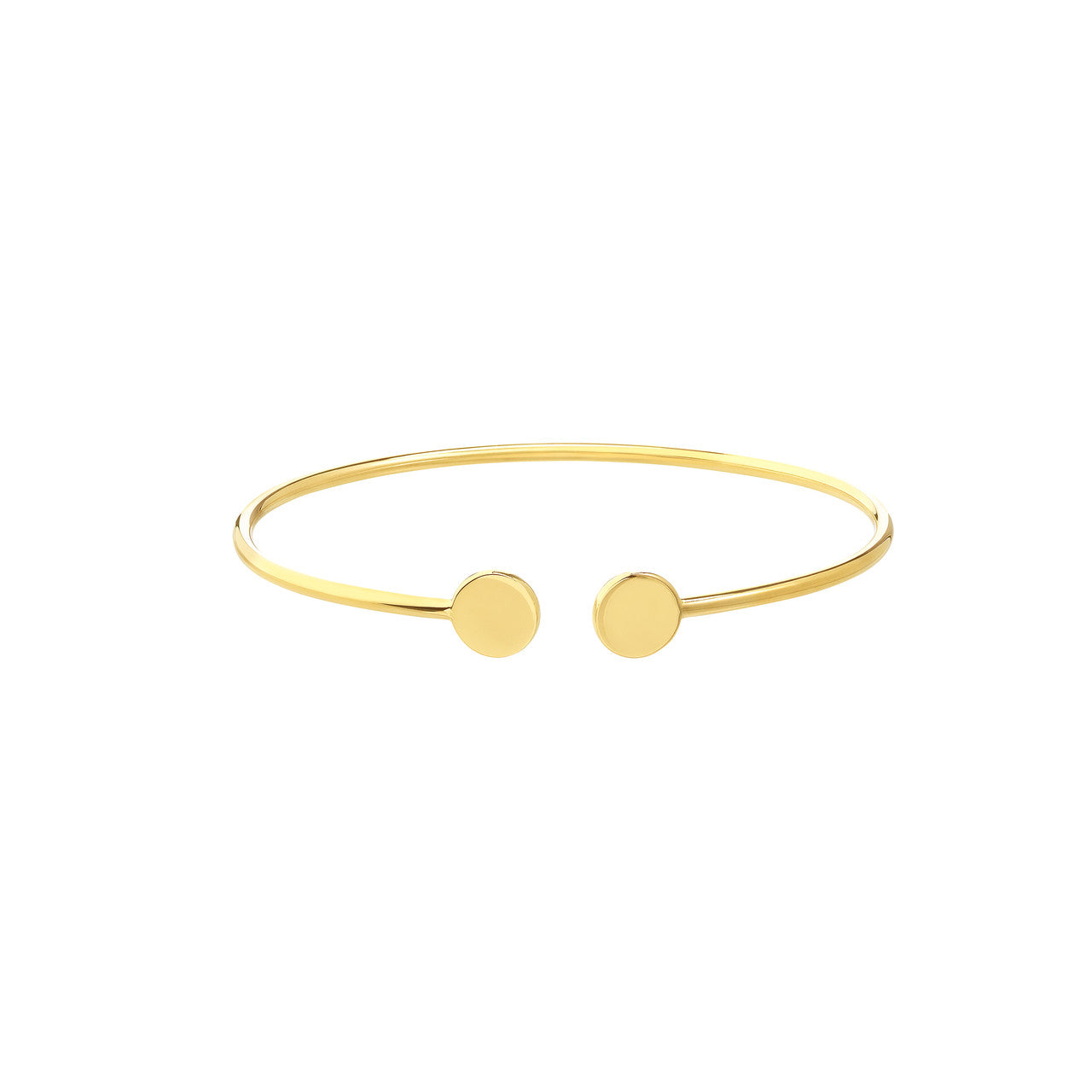 14K yellow gold disc cuff bangle