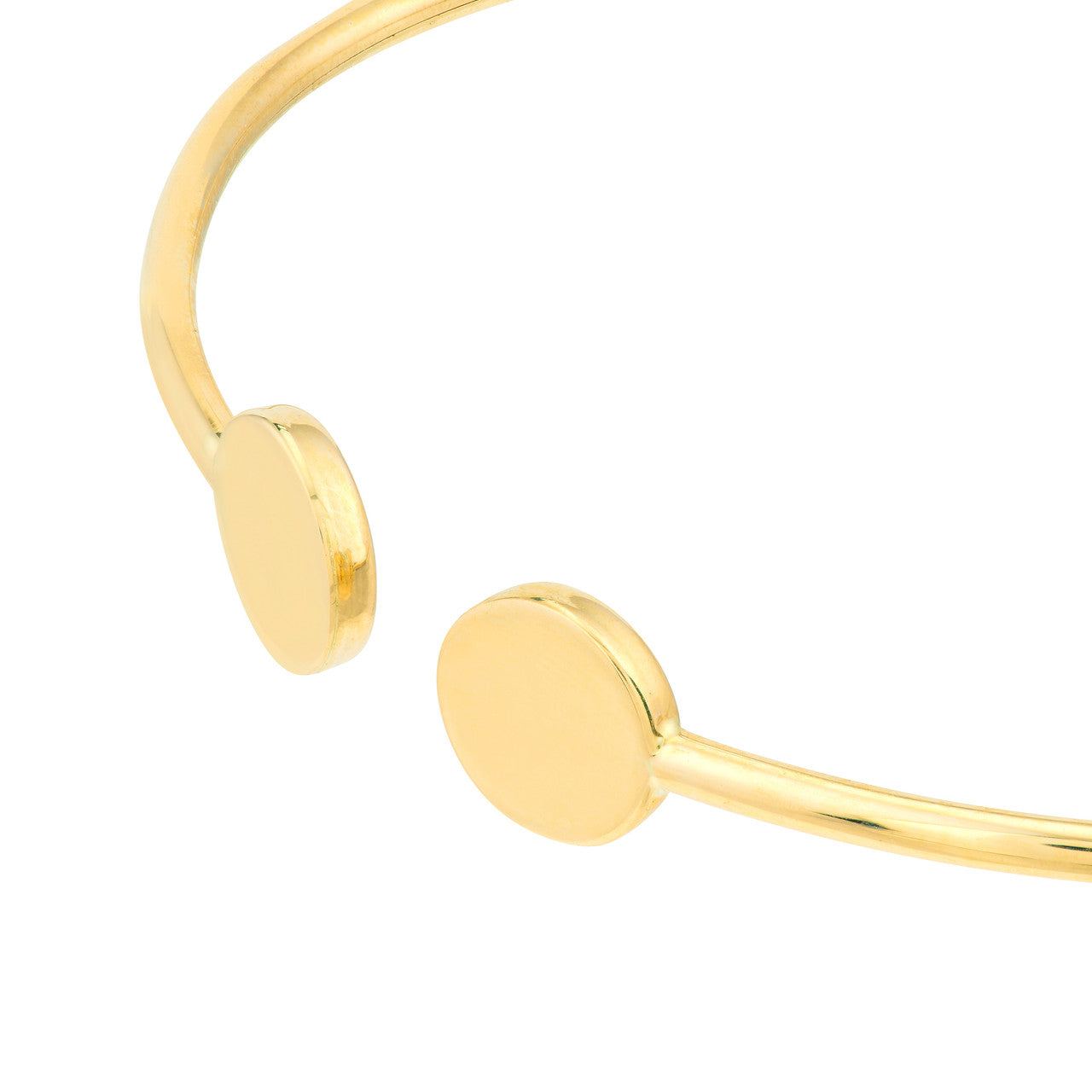 14K yellow gold disc cuff bangle, alternate view