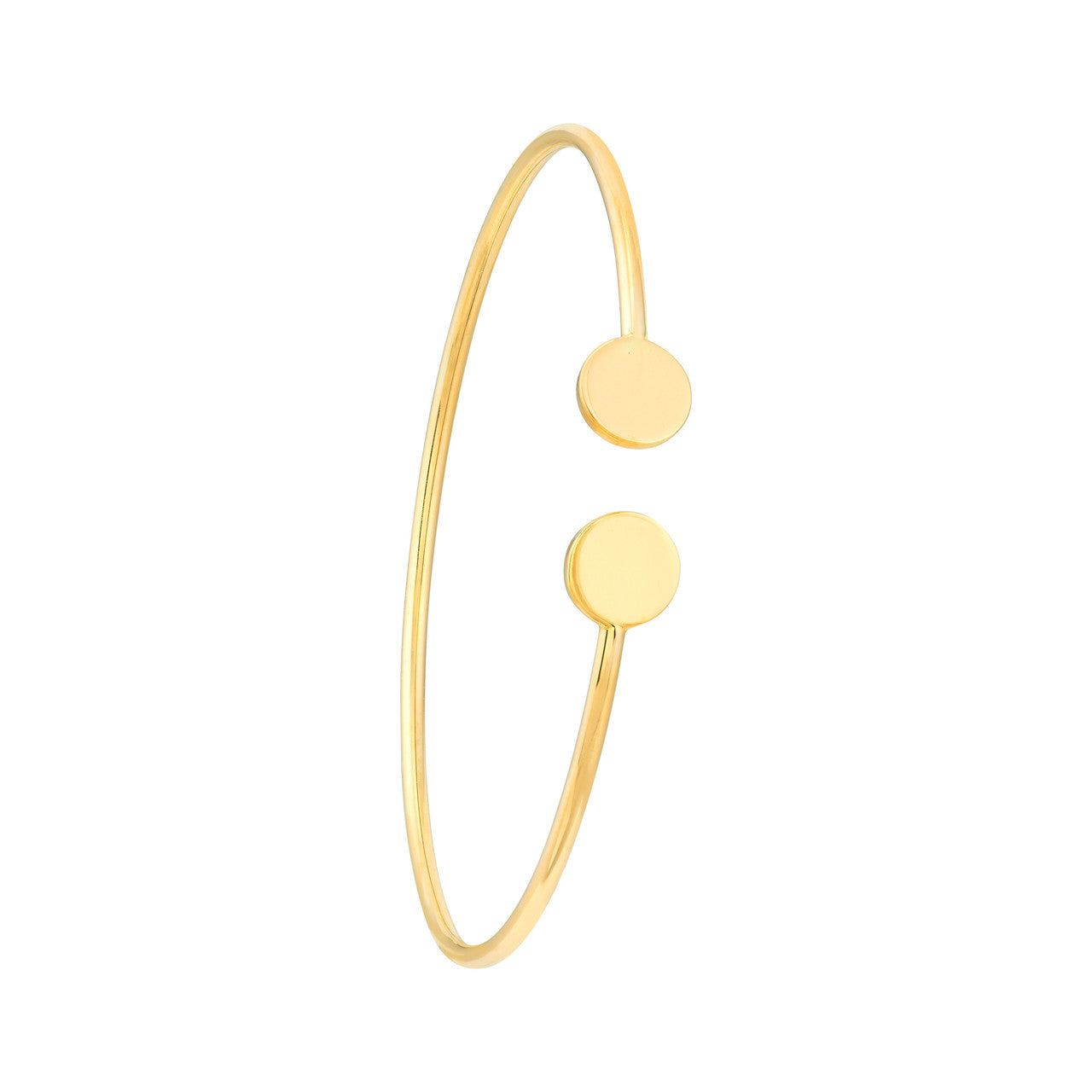 14K yellow gold disc cuff bangle, additional view