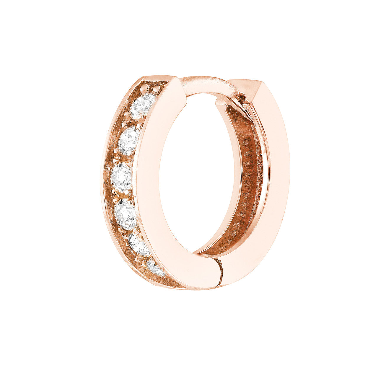 14K yellow gold diamond line huggie earrings, everyday design