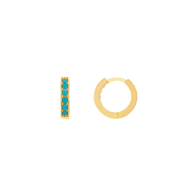 Turquoise huggie earrings by My Store, featuring a simple design and a vibrant blue hue for stylish everyday wear.