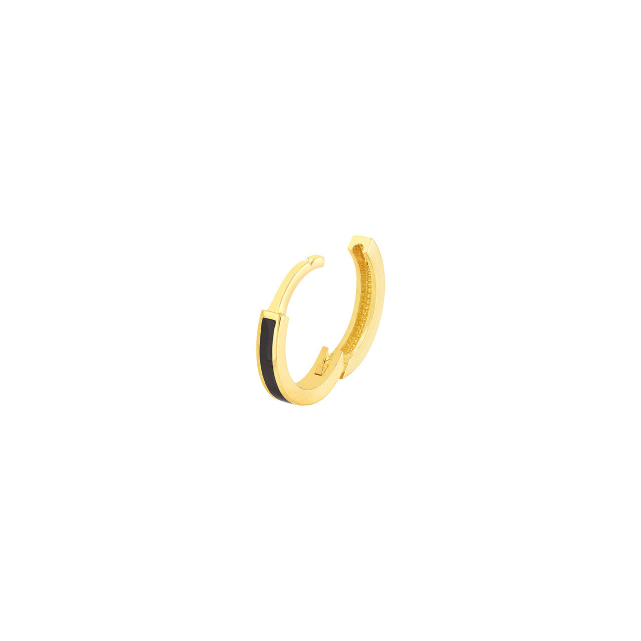 Black enamel baby hoop earrings by My Store, featuring a simple and elegant design suitable for young children.