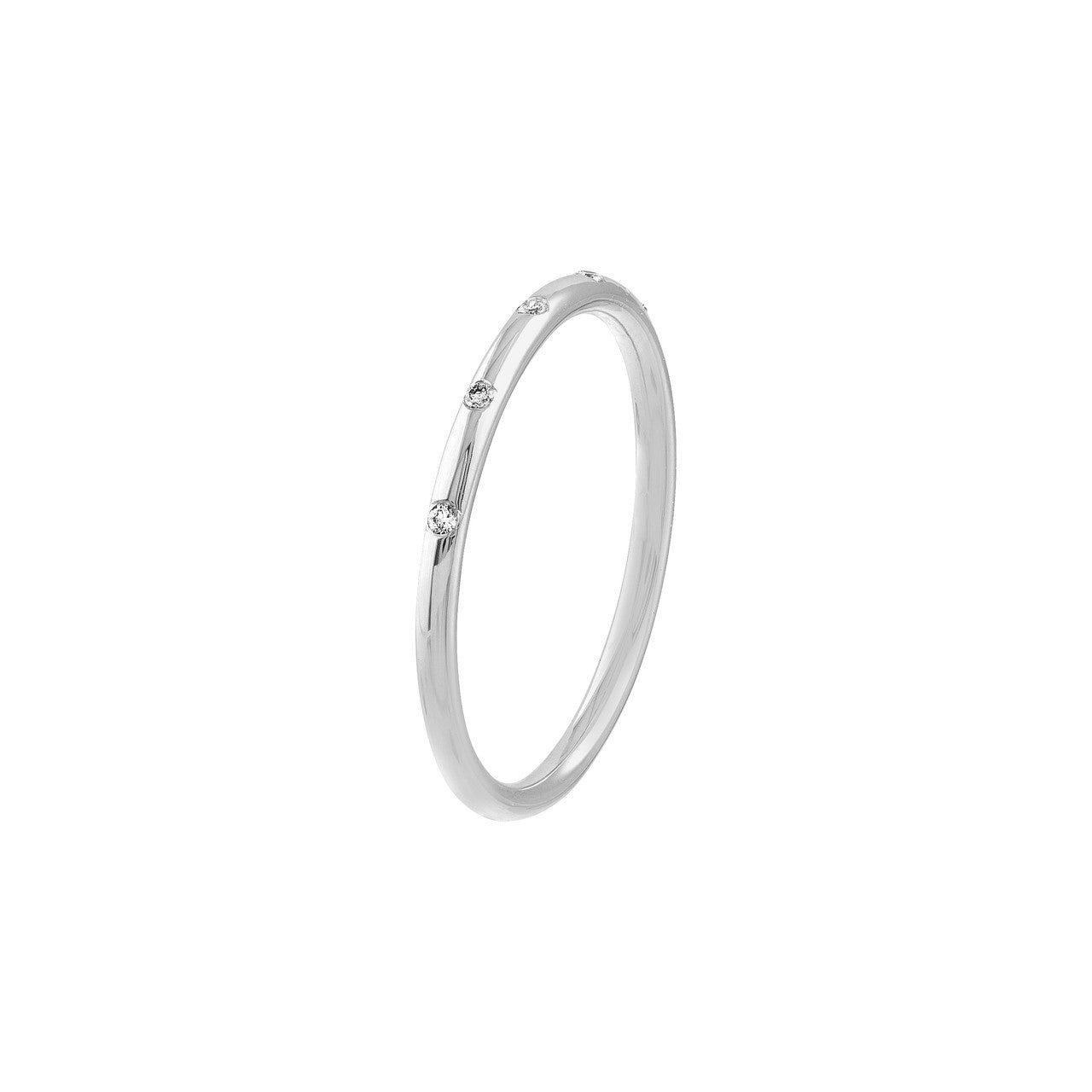 14K gold thin diamond band, sparkling diamonds, detail view
