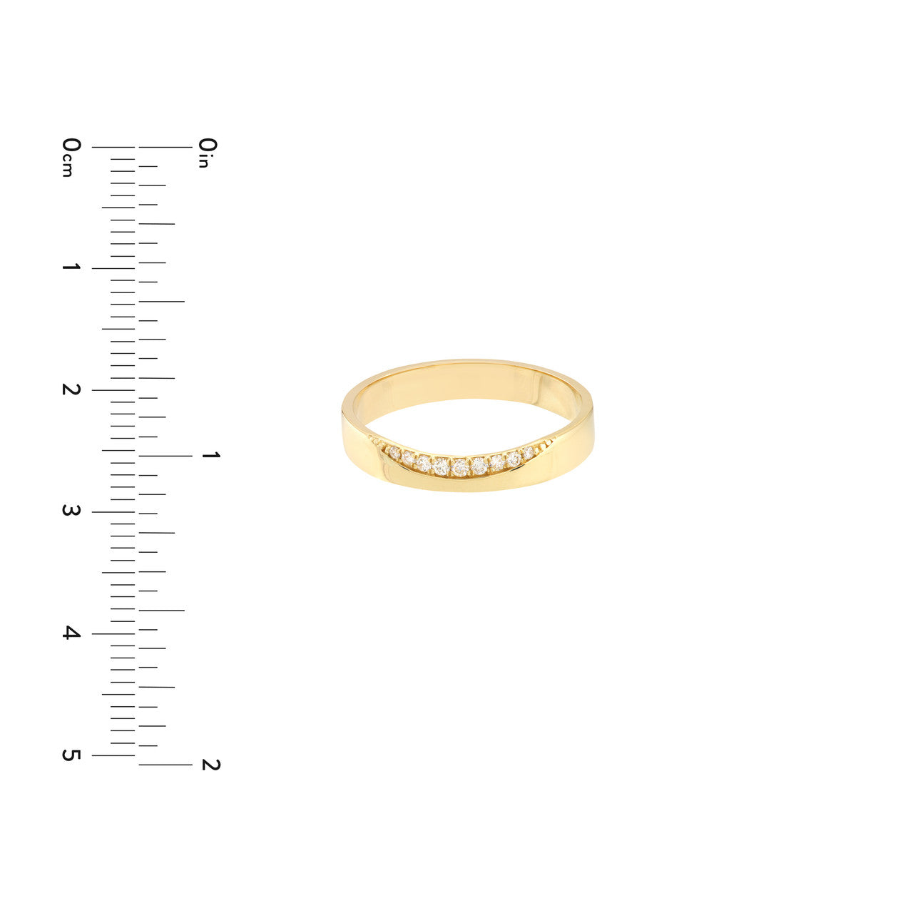 14K gold diamond curved side polished band, alternate view
