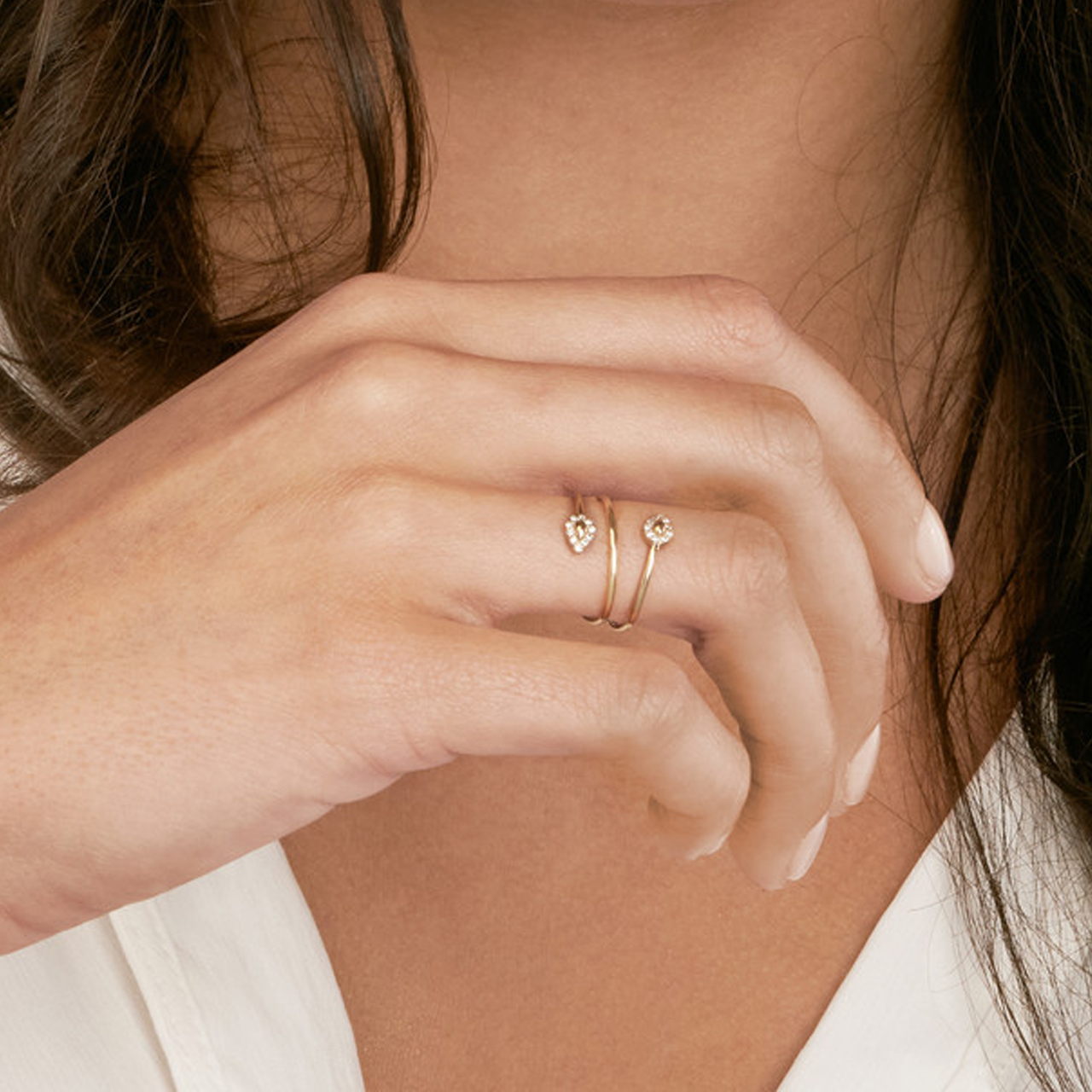 Snake Head Diamond Tip Wrap Ring