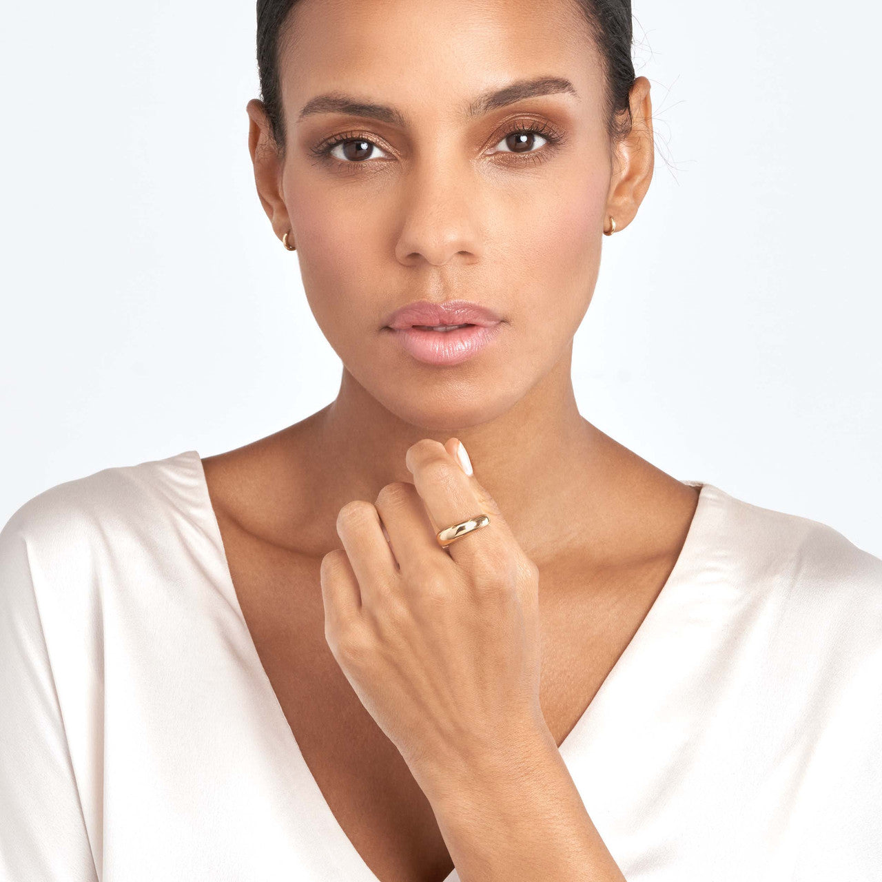 Wide domed band ring in polished silver by My Store, showcasing a smooth, sleek design for a modern look.