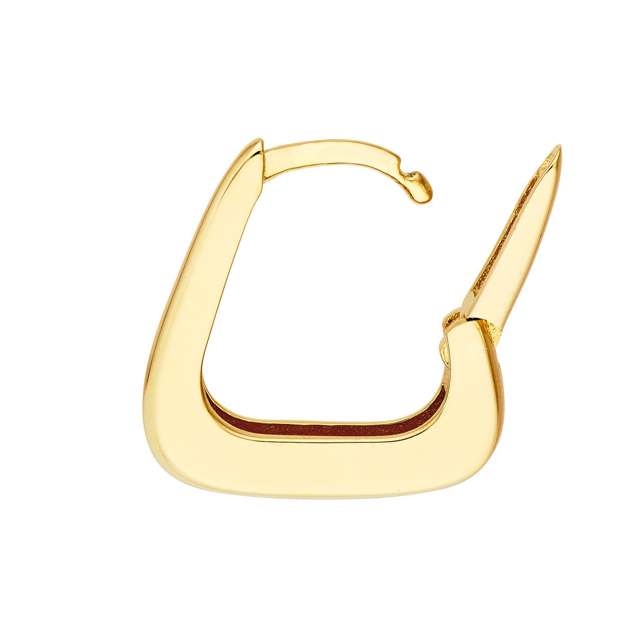 Simple tapered squared off mini hoop earrings by My Store in a sleek metallic finish.