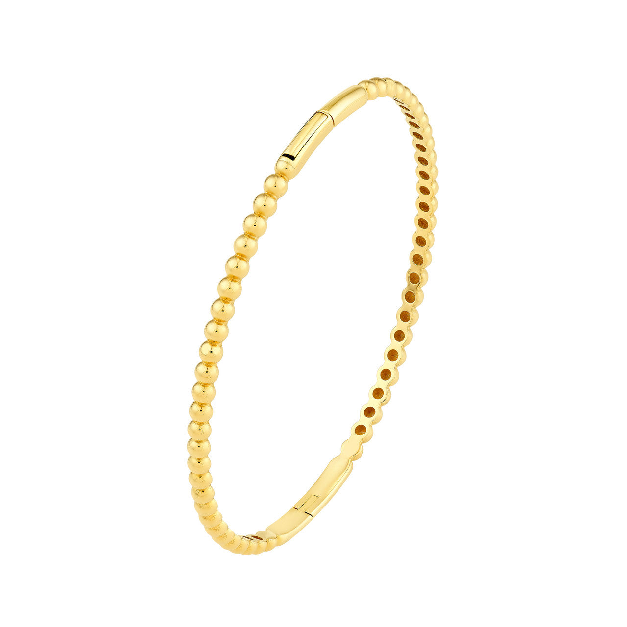 14K gold beaded bangle, detail view of the beadwork