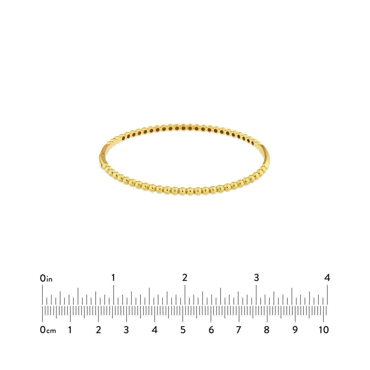 14K gold beaded bangle, close-up view