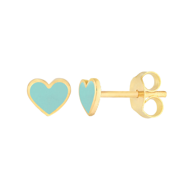 Light turquoise heart stud earrings by My Store, featuring a simple and elegant design perfect for everyday wear.