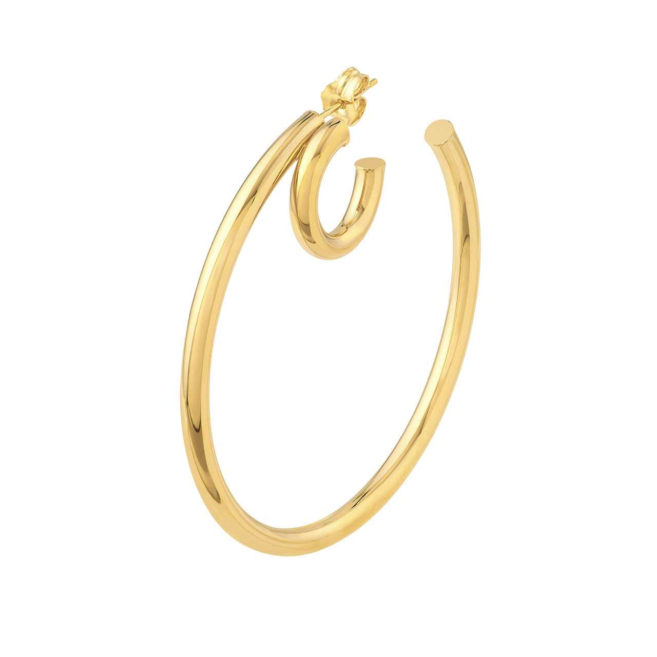 Simple 50mm double hoop earrings in gold by My Store, featuring a sleek and modern design for everyday wear.