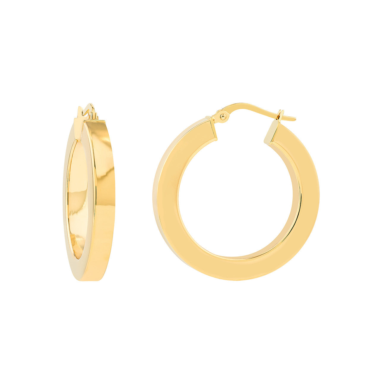 Simple 20mm round square tube hoop earrings in silver by My Store, showcasing a sleek and modern design.