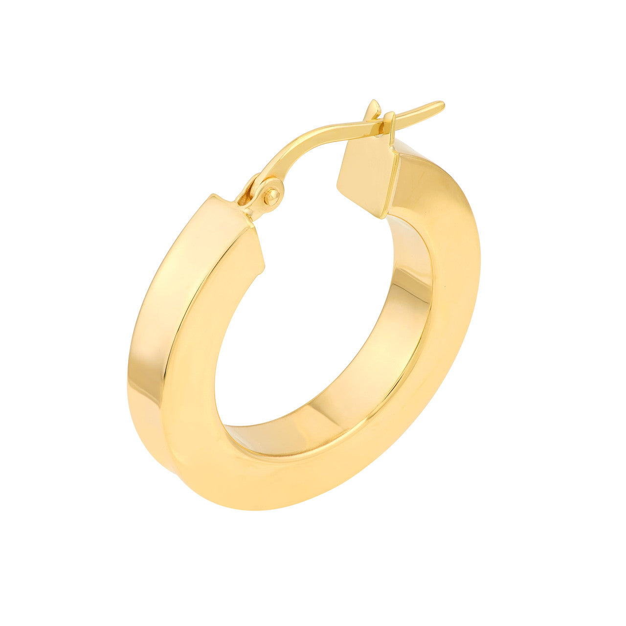 Midas Chain 15mm round square tube hoop earrings with a sleek, minimalist design in a silver finish.