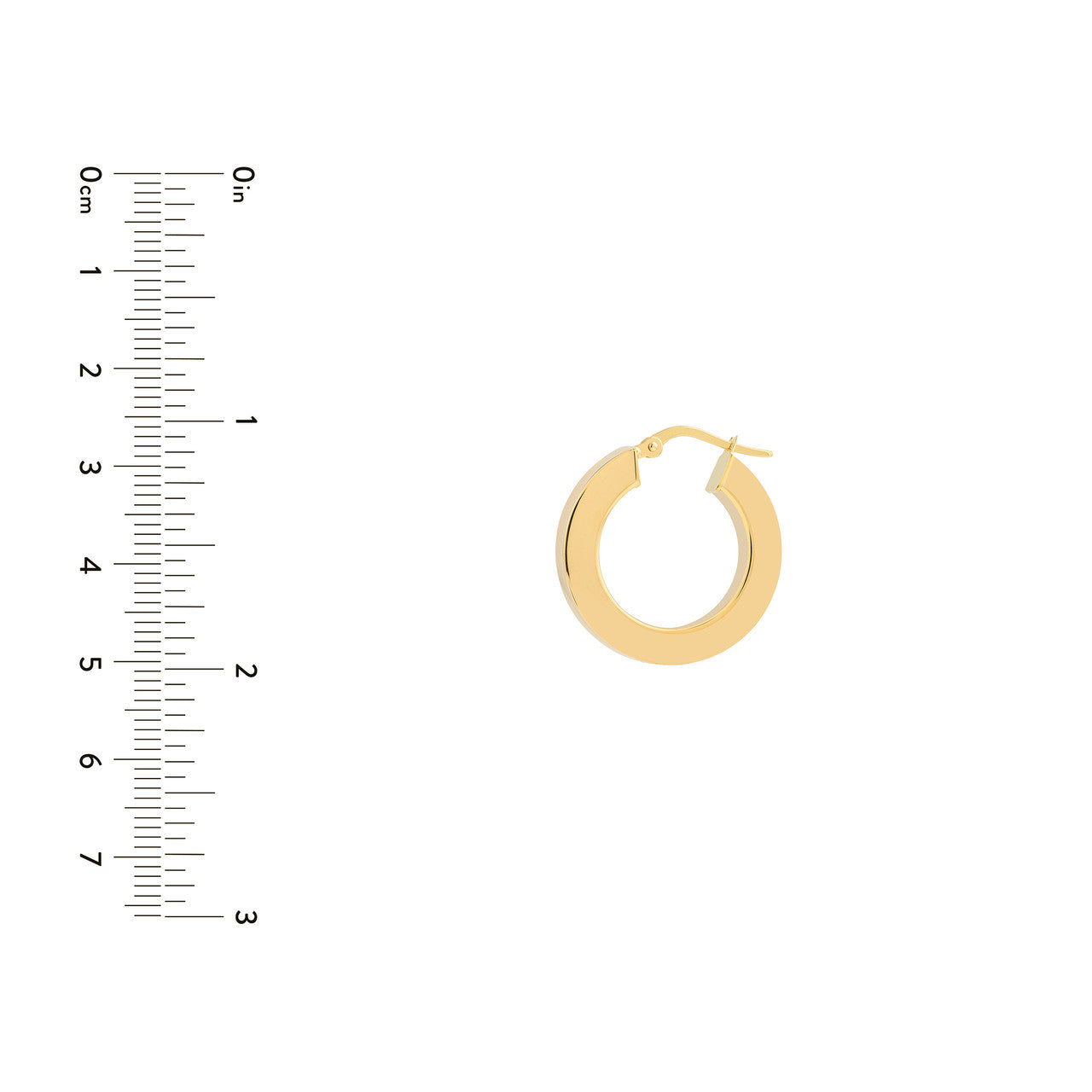 Midas Chain 15mm round square tube hoop earrings with a sleek and minimalist design in polished metal.
