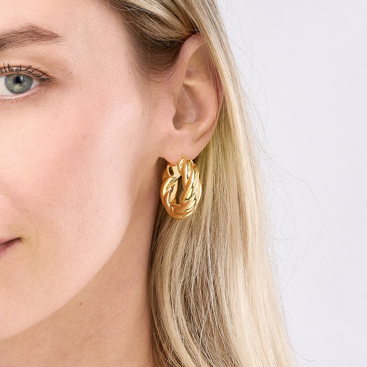 Wide Twisted Puff Hoop Earrings - VIA Jewelers