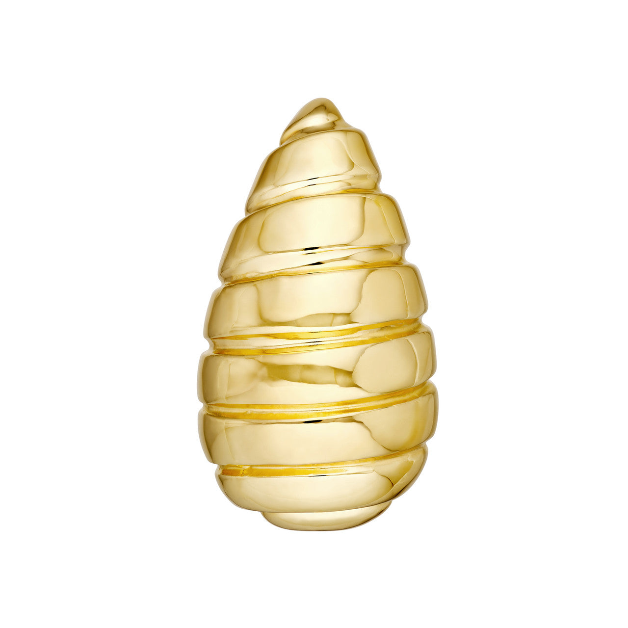 14K gold extra large ribbed teardrop dome earrings, detail view