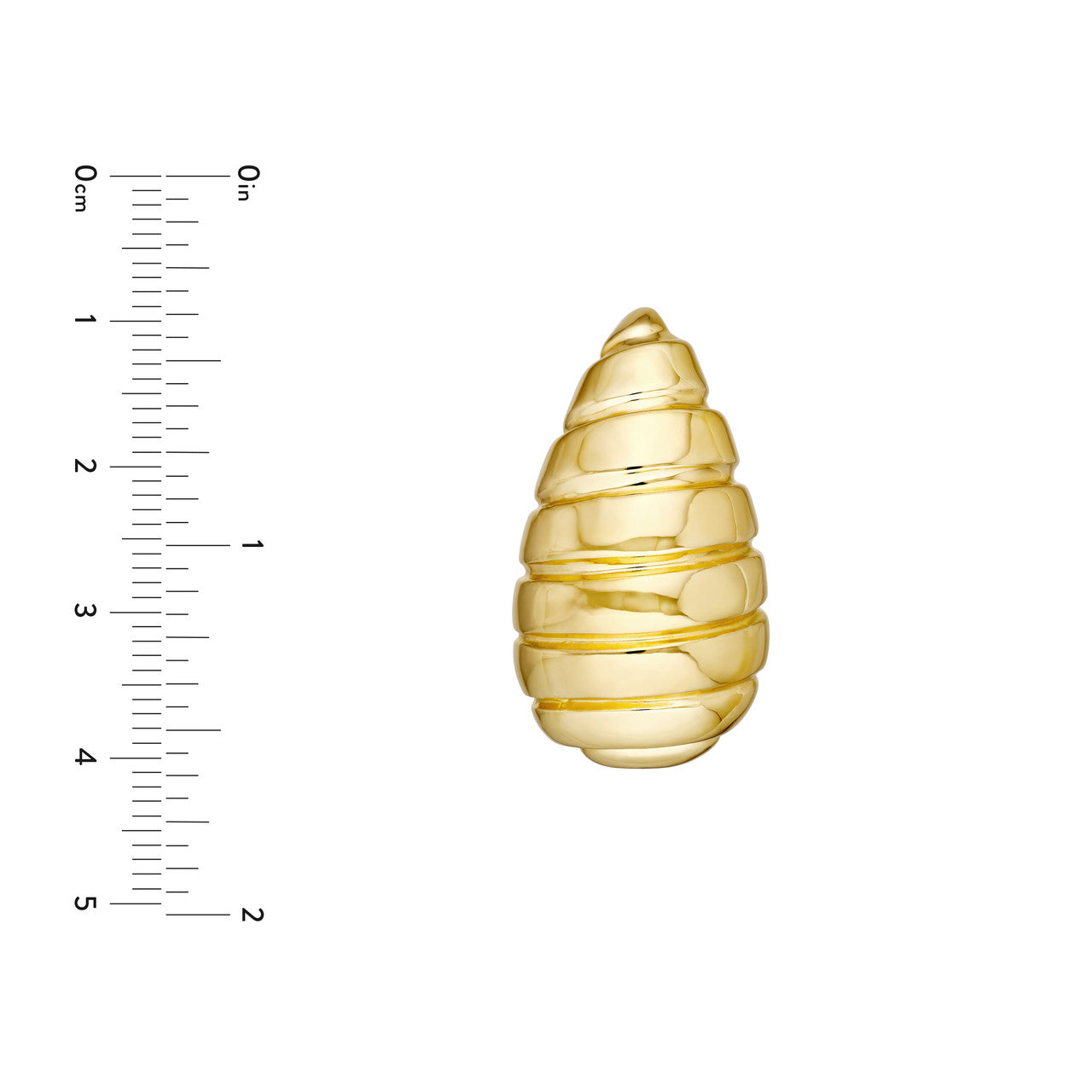 14K gold extra large ribbed teardrop dome earrings, ribbed texture, close-up