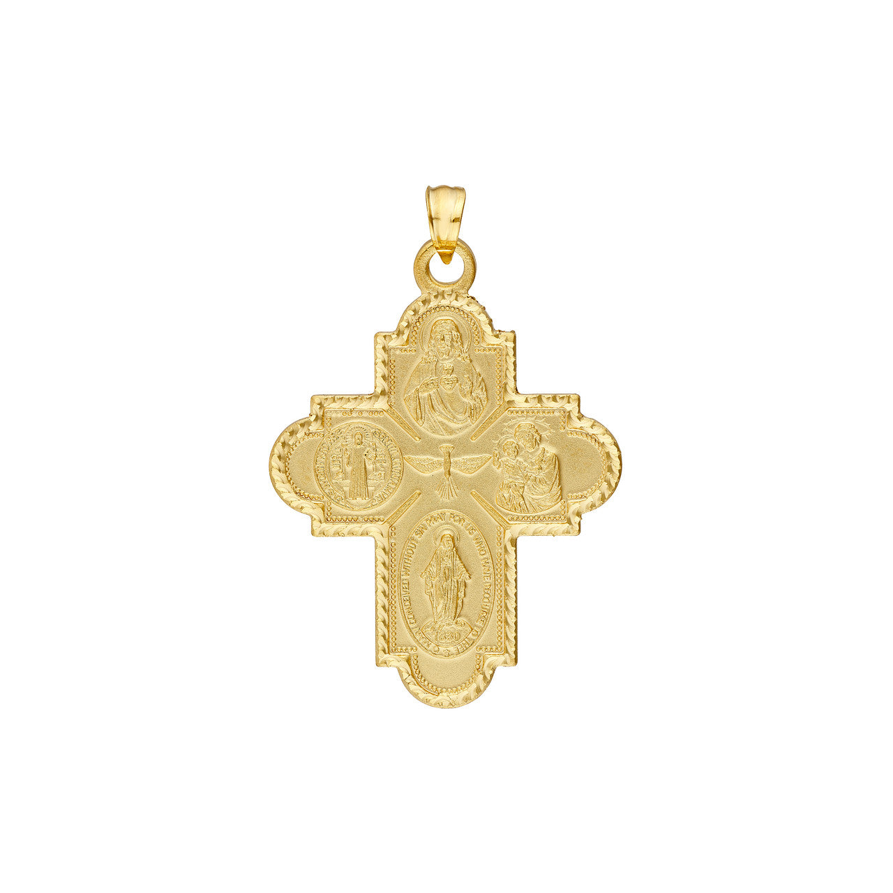 4 Way Double Sided Medal Cross Pendant featuring intricate detailing and a polished finish by My Store.