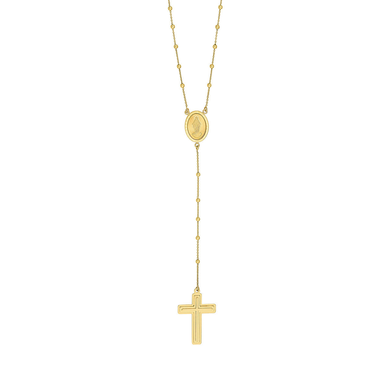 Simple traditional rosary necklace featuring a cross by My Store, showcasing elegant beads and delicate chain.