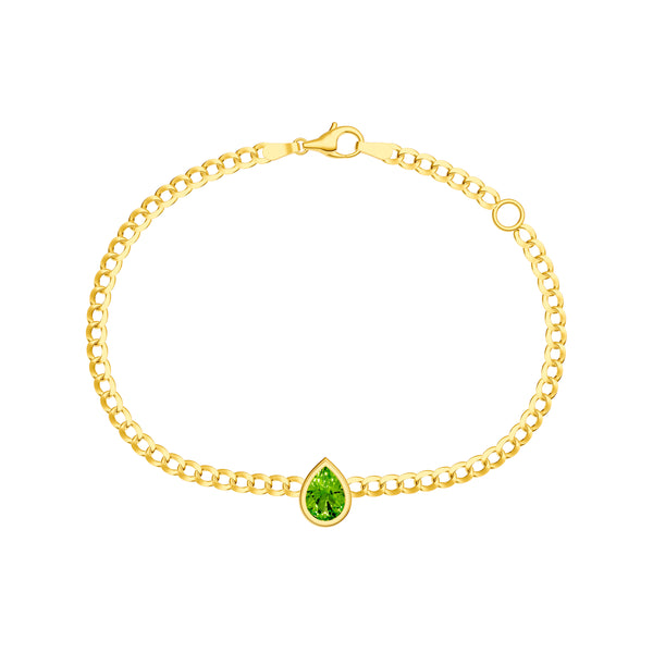 Pear Peridot Curb Bracelet