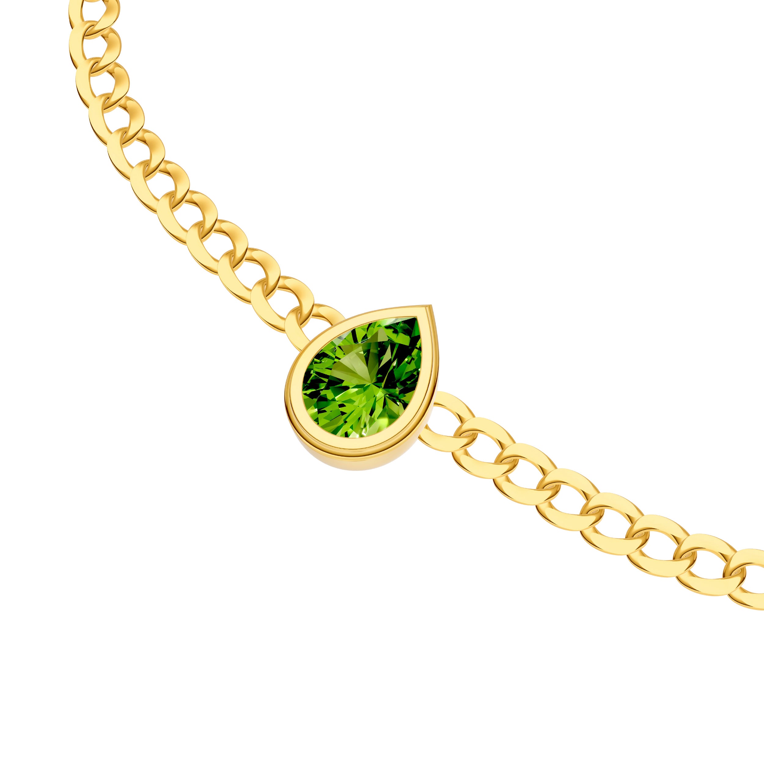 Pear Peridot Curb Bracelet