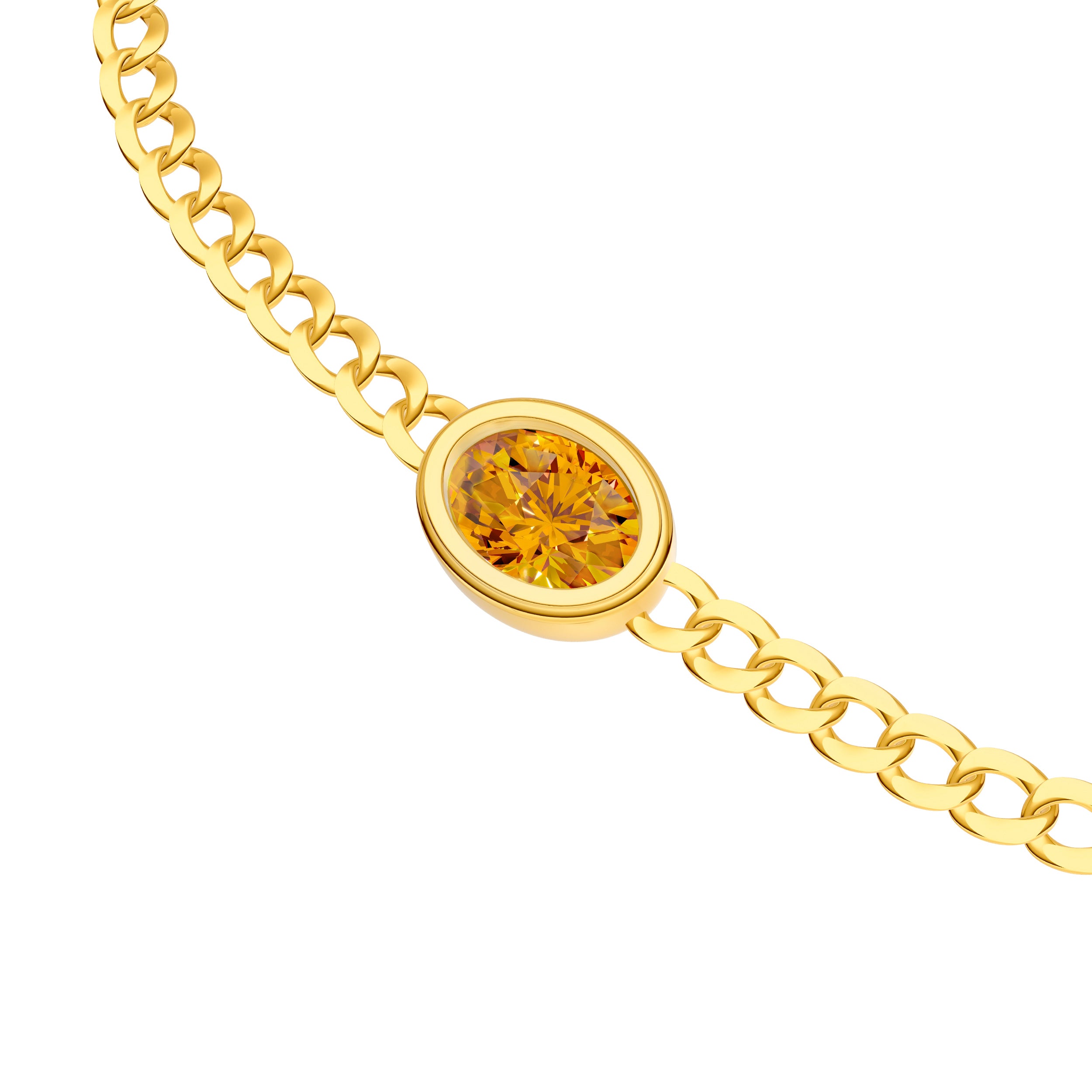Oval Citrine Curb Bracelet